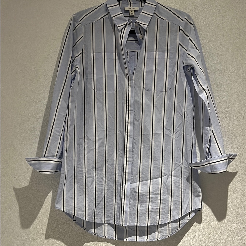 Men's Light Blue Striped Button Down Shirt